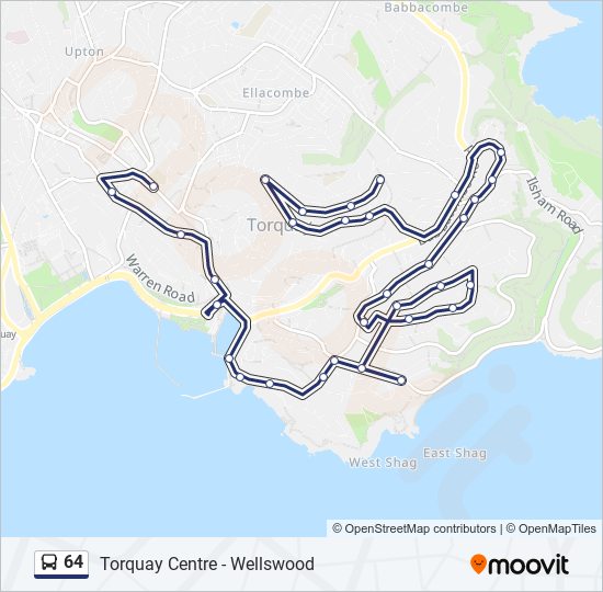 Bus 64 Route Map 64 Route: Schedules, Stops & Maps - Torquay (Updated)