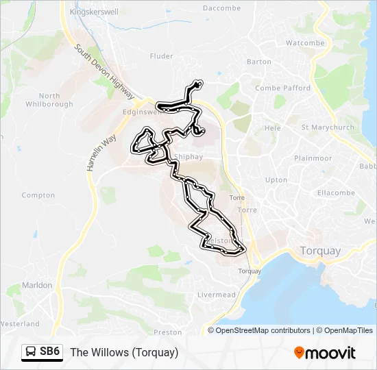 Torquay Bus Routes Map.pdf SB6 Route: Schedules, Stops & Maps - The Willows (Torquay) (Updated)