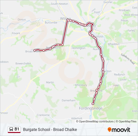 B1 Bus Route Map B1 Route: Schedules, Stops & Maps - Fordingbridge (Updated)