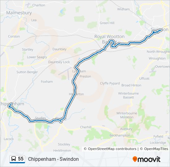 Bus 55 Route Map 55 Route: Schedules, Stops & Maps - Chippenham (Updated)