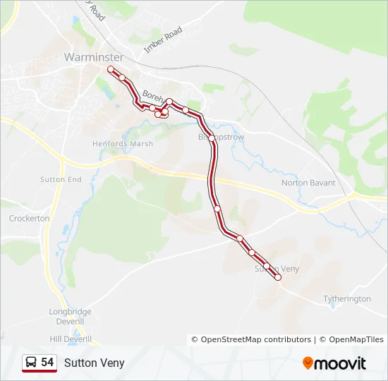 Bus 54 Route Map 54 Route: Schedules, Stops & Maps - Sutton Veny (Updated)