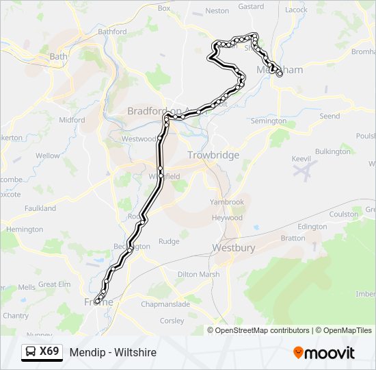 X69 Bus Line Map
