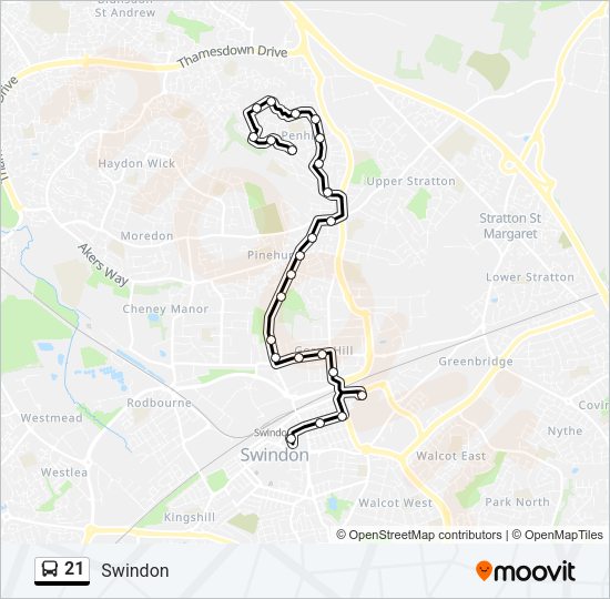 21 Bus Line Map
