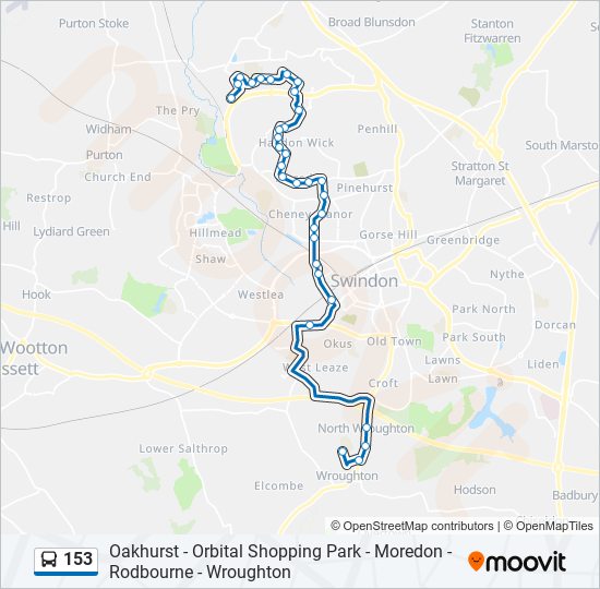 Bus 153 Route Map 153 Route: Schedules, Stops & Maps - North Wroughton (Updated)