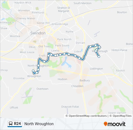 r24 Route Schedules, Stops & Maps North Wroughton (Updated)