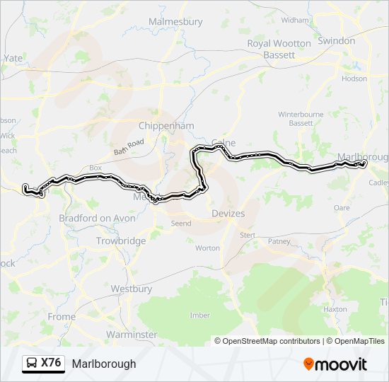 X76 Bus Line Map