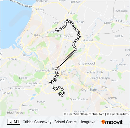 M1 Bus Route Map M1 Route: Schedules, Stops & Maps - Cribbs Causeway (Updated)