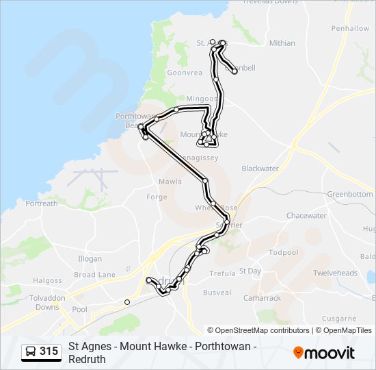 Bus 315 Route Map 315 Route: Schedules, Stops & Maps - Redruth (Updated)