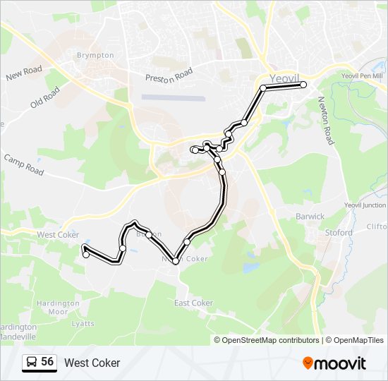 Bus 56 Route Map 56 Route: Schedules, Stops & Maps - West Coker (Updated)