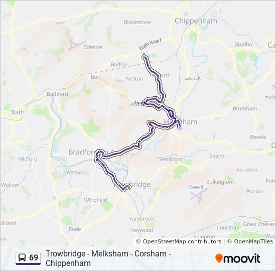 Bus 69 Route Map 69 Route: Schedules, Stops & Maps - Corsham (Updated)