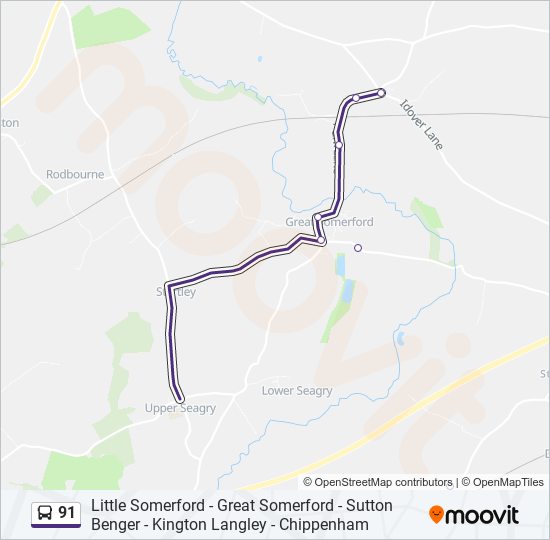 91 Route: Schedules, Stops & Maps - Little Somerford (Updated)