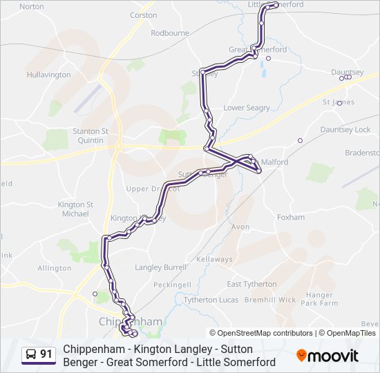 91 bus Line Map