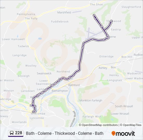 Bus 228 Route Map 228 Route: Schedules, Stops & Maps - Bath City Centre (Updated)