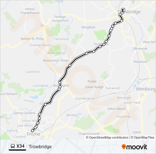 x34 Route Schedules, Stops & Maps Trowbridge (Updated)