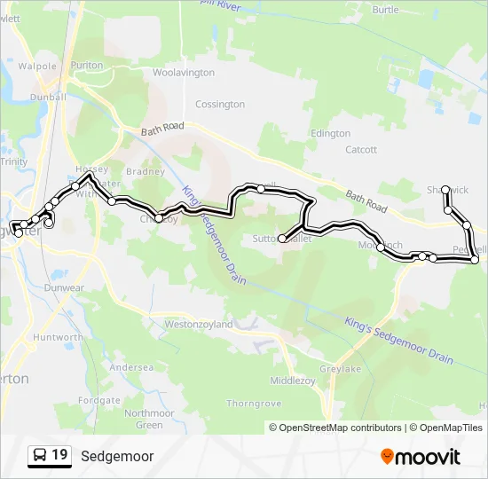 19 Route: Schedules, Stops & Maps - Bridgwater Bus Station (Updated)