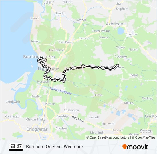 Bus 67 Route Map 67 Route: Schedules, Stops & Maps - Burnham-On-Sea (Updated)