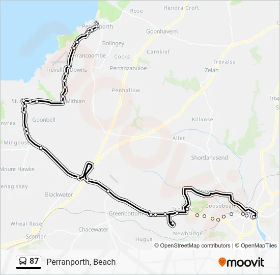87 Route: Schedules, Stops & Maps - Perranporth, Beach (Updated)