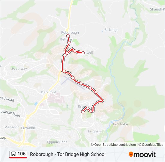 Bus 106 Route Map 106 Route: Schedules, Stops & Maps - Estover (Updated)
