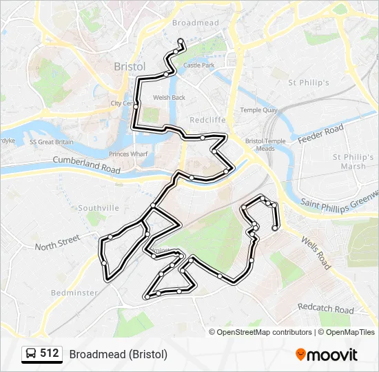 512 Route: Schedules, Stops & Maps - Broadmead (Bristol) (Updated)