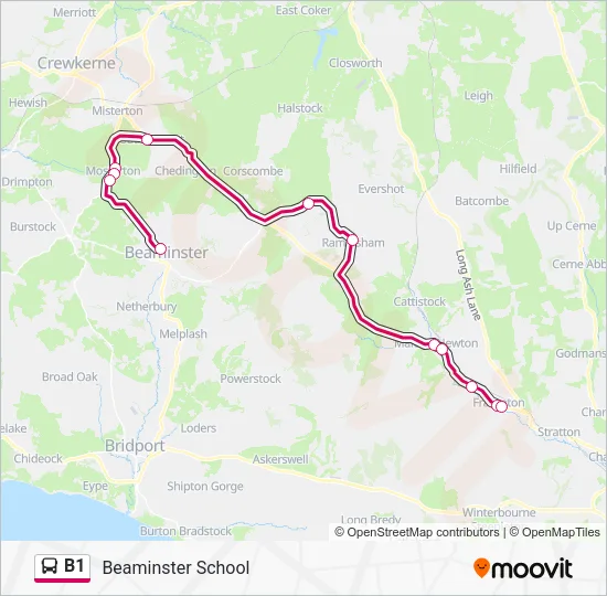 B1 Route: Schedules, Stops & Maps - Beaminster School (Updated)