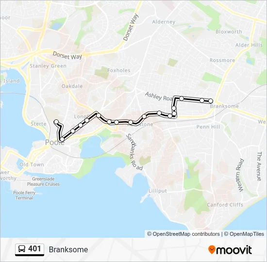 401 Route - Bournemouth: Schedules, Stops & Maps - Branksome (Updated)