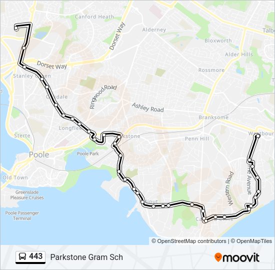 443 Bus Line Map