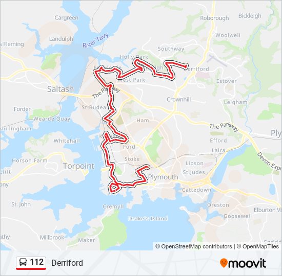 Bus 112 Route Map 112 Route: Schedules, Stops & Maps - Derriford (Updated)