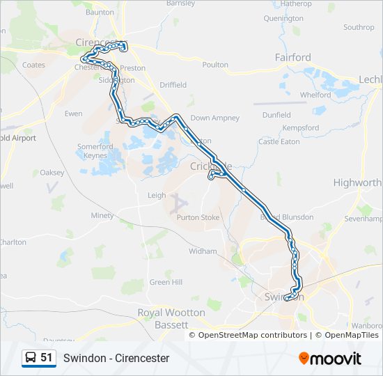 Bus 51 Route Map 51 Route: Schedules, Stops & Maps - Cirencester (Updated)