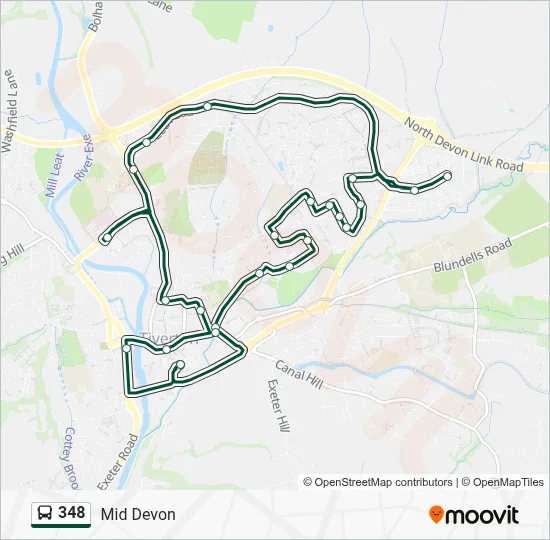 348 Route: Schedules, Stops & Maps - Tiverton Bus Stn (Updated)