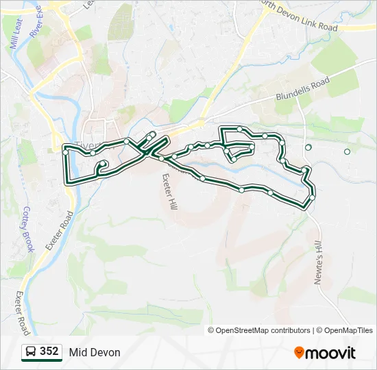 352 Route: Schedules, Stops & Maps - Tiverton Bus Stn (Updated)