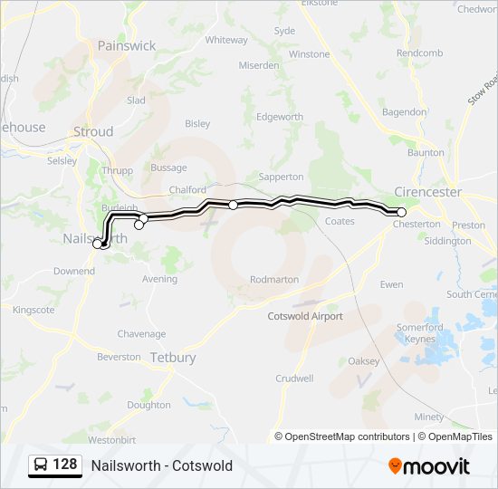 128 Bus Line Map