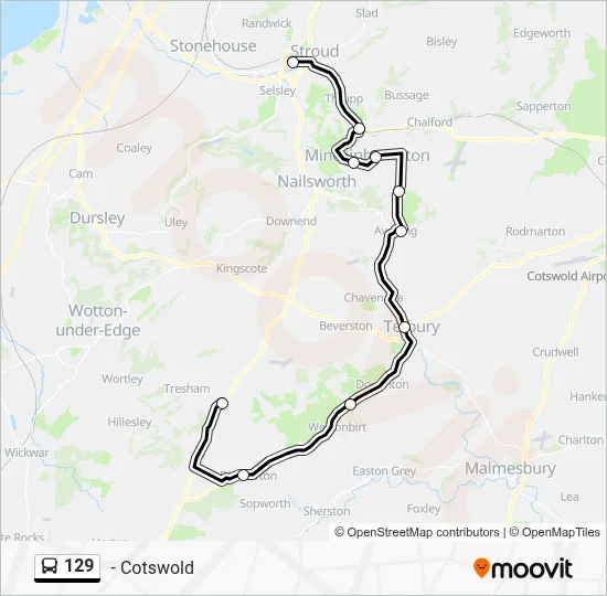 129 Route: Schedules, Stops & Maps - Leighterton (Updated)