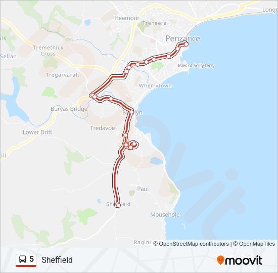 5 Bus Line Map