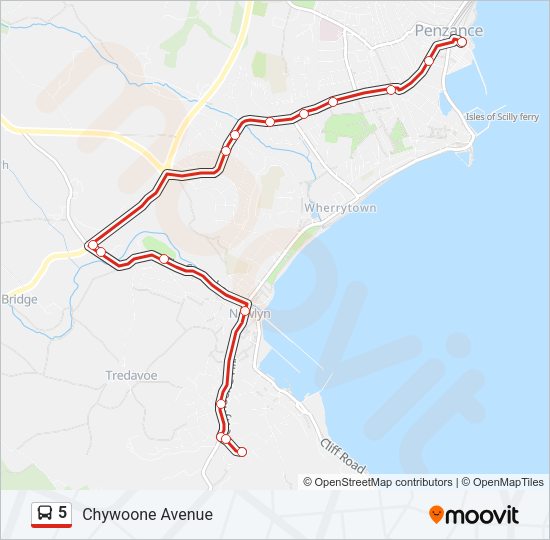 5 Bus Line Map