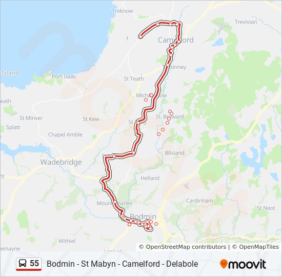 Bus 55 Route Map 55 Route: Schedules, Stops & Maps - Delabole (Updated)