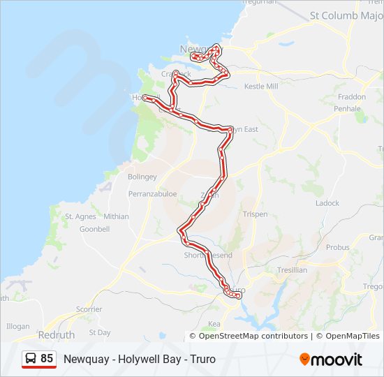 Bus 85 Route Map 85 Route: Schedules, Stops & Maps - Newquay (Updated)