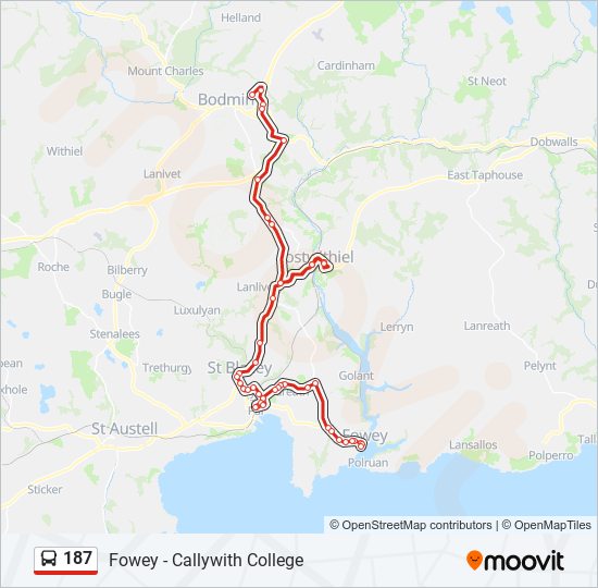 187 bus Line Map