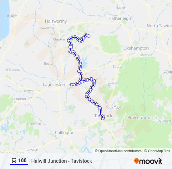 Bus 188 Route Map 188 Route: Schedules, Stops & Maps - Halwill Junction (Updated)