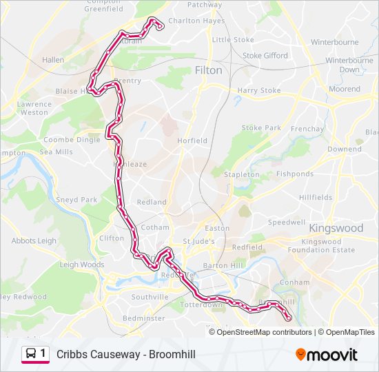1 Route Schedules, Stops & Maps Cribbs Causeway (Updated)