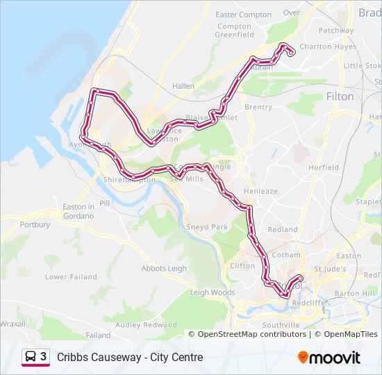 Bus 3 Route Map 3 Route: Schedules, Stops & Maps - Cribbs Causeway (Updated)