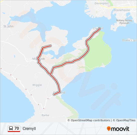 Bus 70 Route Map 70 Route: Schedules, Stops & Maps - Cremyll (Updated)