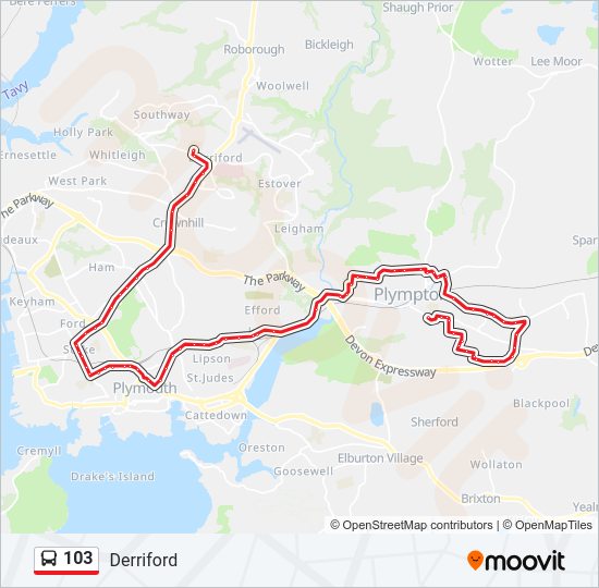 103 bus Line Map