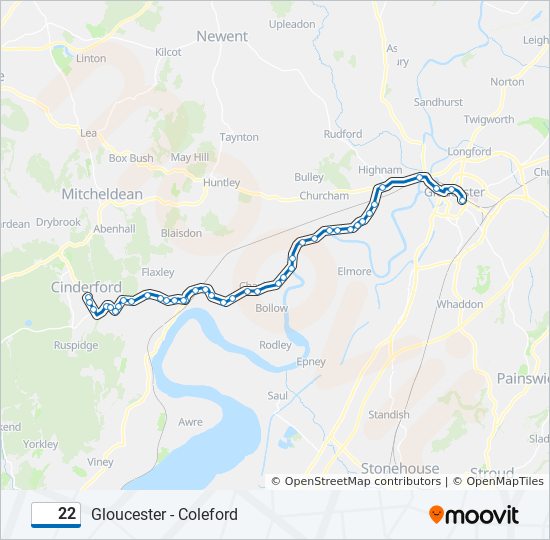 22 Route: Schedules, Stops & Maps - Cinderford (Updated)