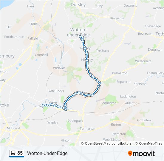 Bus 85 Route Map 85 Route: Schedules, Stops & Maps - Wotton-Under-Edge (Updated)