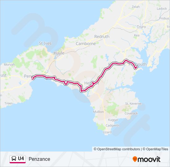 u4 Route: Schedules, Stops & Maps - Penzance (Updated)