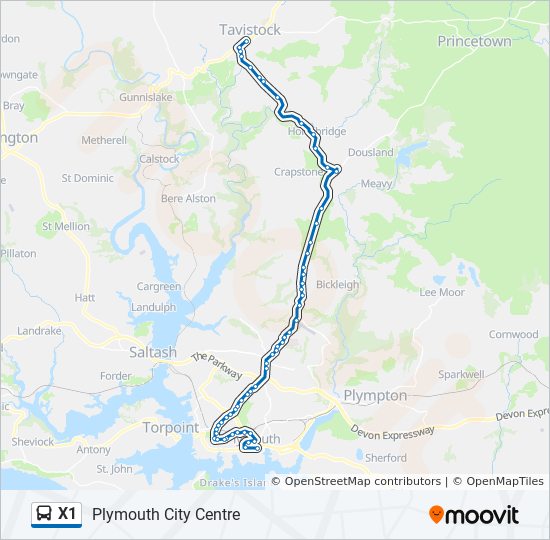 X1 bus Line Map