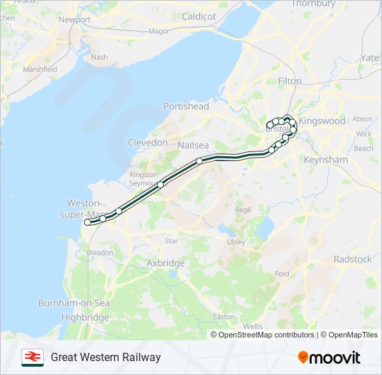 Great Western Railway Route Schedules Stops And Maps Clifton Down 7695