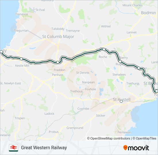 GREAT WESTERN RAILWAY Train Line Map