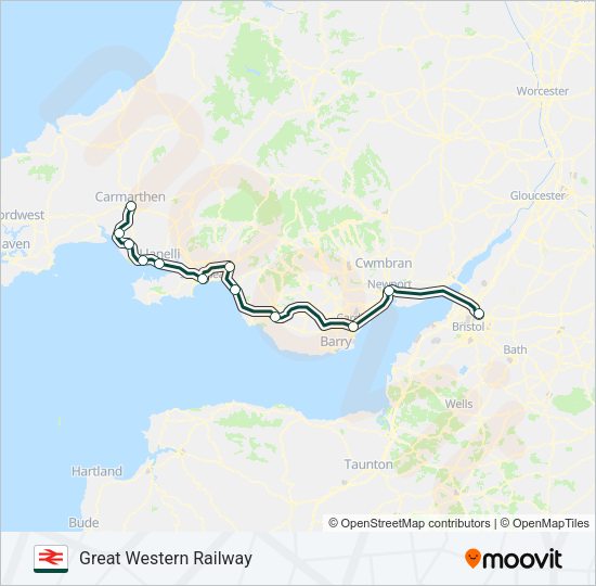 GREAT WESTERN RAILWAY Train Line Map