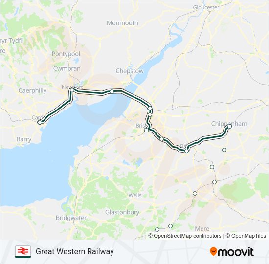 GREAT WESTERN RAILWAY Train Line Map